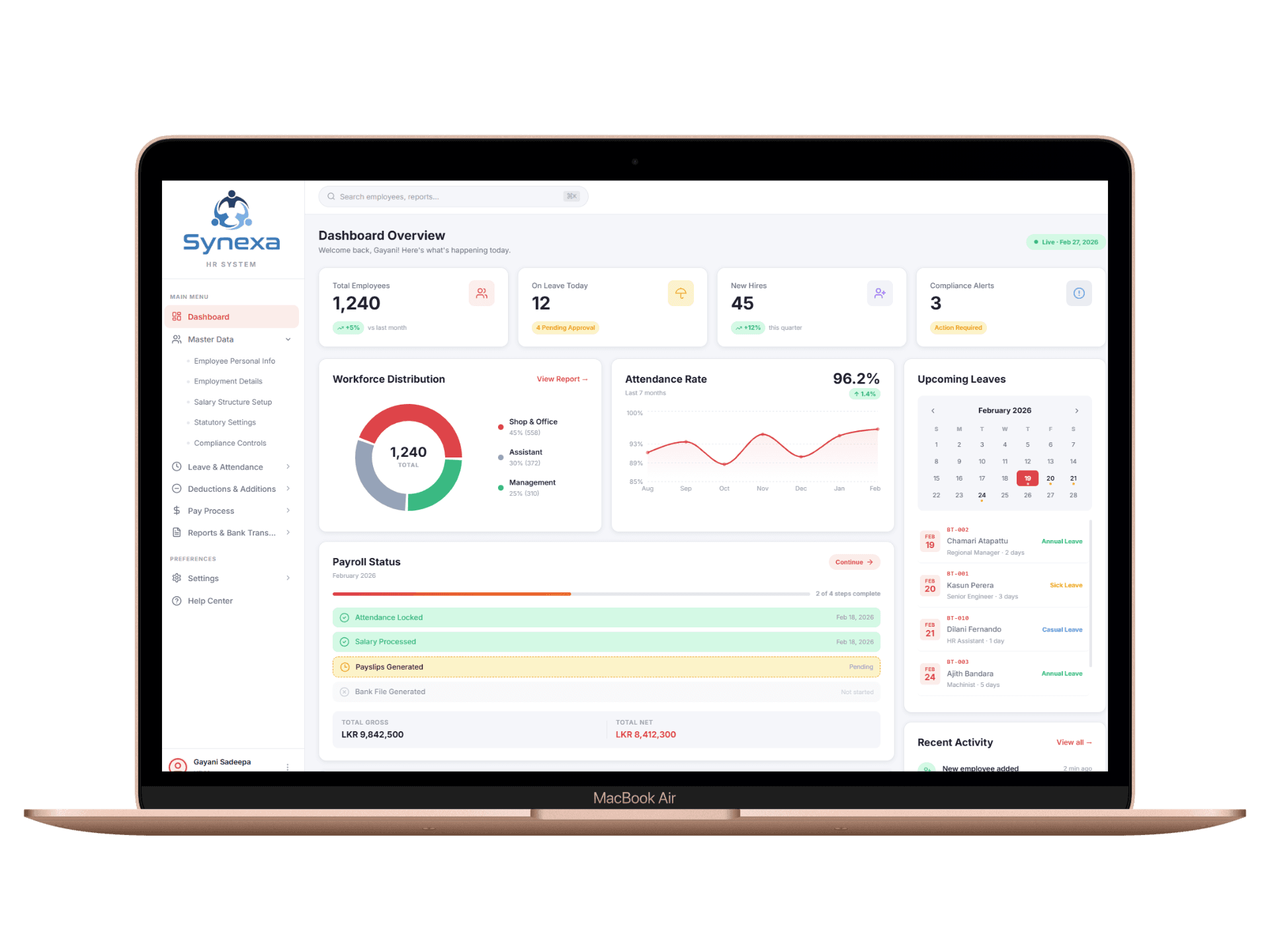 Synexa HR System Dashboard